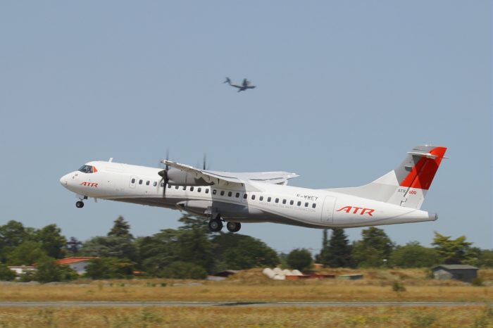 ATR 72-600 pre-series in New Corporate livery taking off from Francazal airport, Image ATR - and will fly for ATR