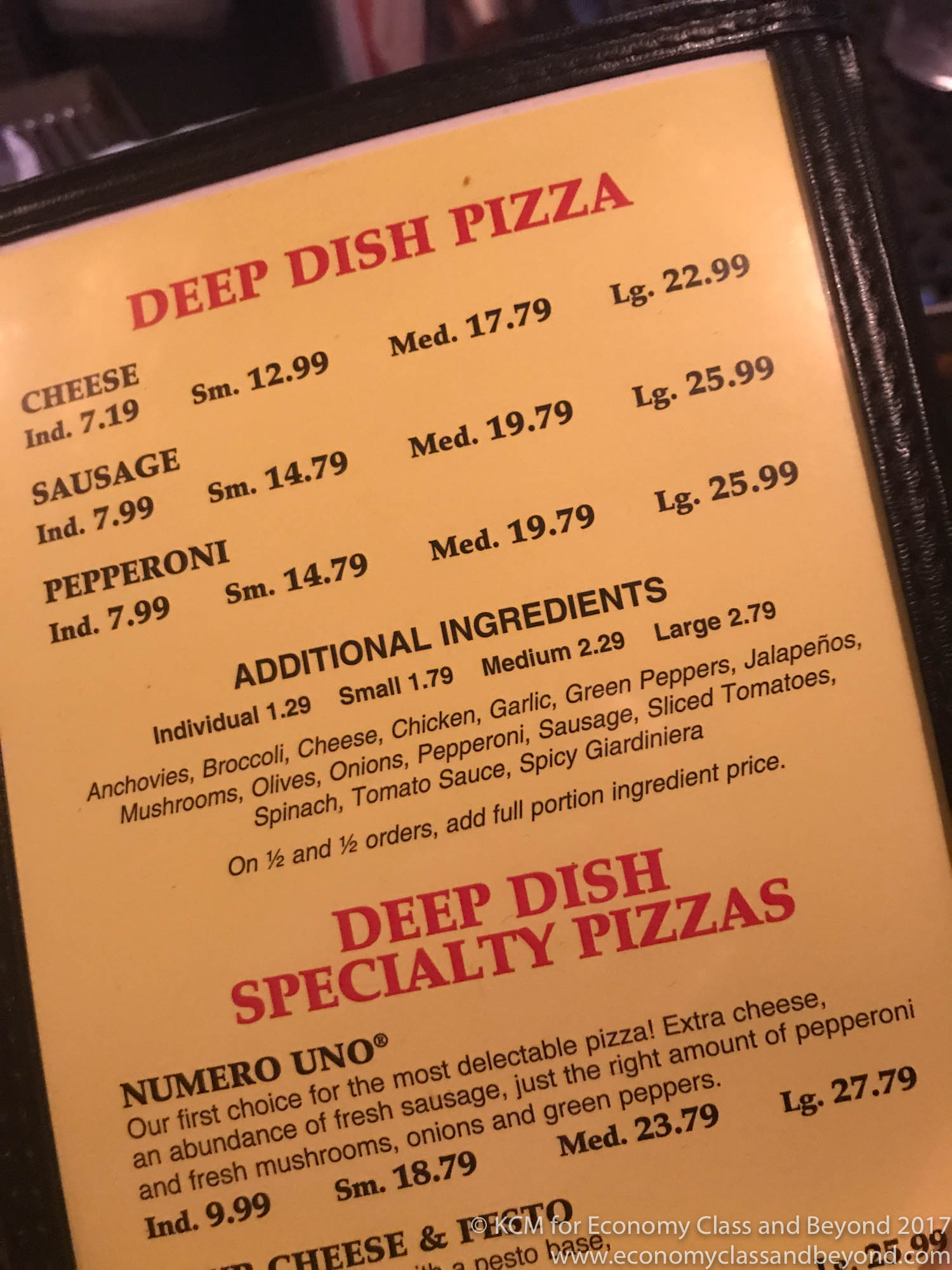 Deep Dish Pizza Pizza Uno, Chicago Economy Class & Beyond