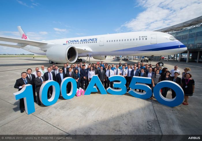 100th Airbus A350 delivered to China Airlines with Airbus and China Airlines staff - Image, Airbus