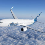 Rendering of an Alaska Airlines 737 with the low-profile Gogo 2Ku antenna mounted to the top of the fuselage, behind the wing. (PRNewsfoto/Alaska Airlines)