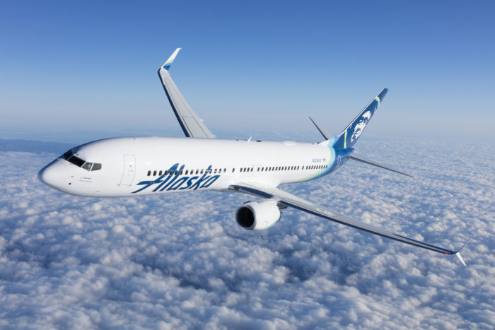 Rendering of an Alaska Airlines 737 with the low-profile Gogo 2Ku antenna mounted to the top of the fuselage, behind the wing. (PRNewsfoto/Alaska Airlines)