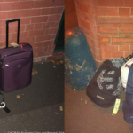 a collage of a couple of suitcases