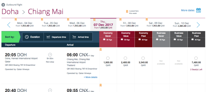 Chiang Mai Qatar Airways