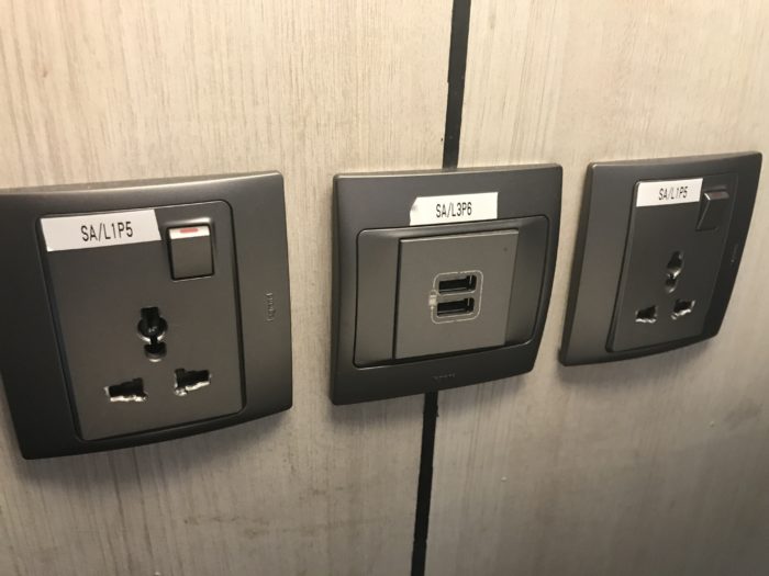 a row of electrical outlets