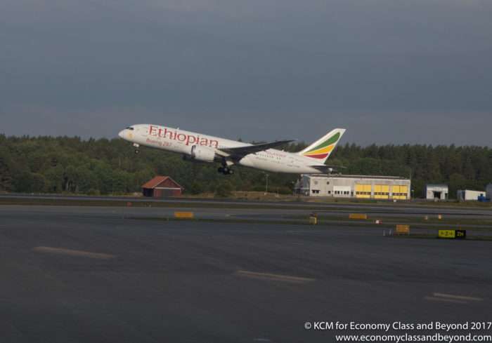 Ethiopian Airlines Boeing 787-8 Dreamliner departing Stockholm Arlanda - Image, Economy Class and Beyond