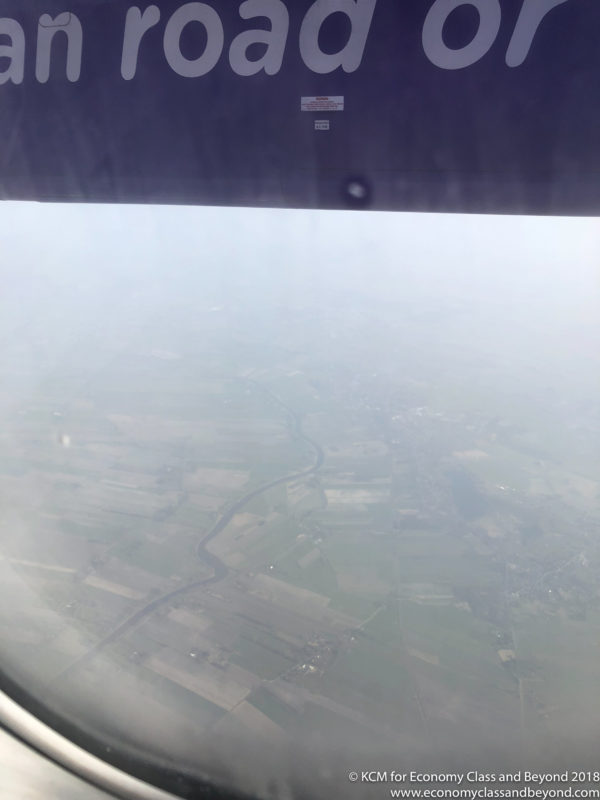 a view of a river from an airplane window