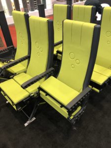 a group of green chairs
