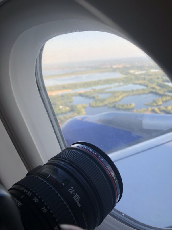 a camera lens on a window