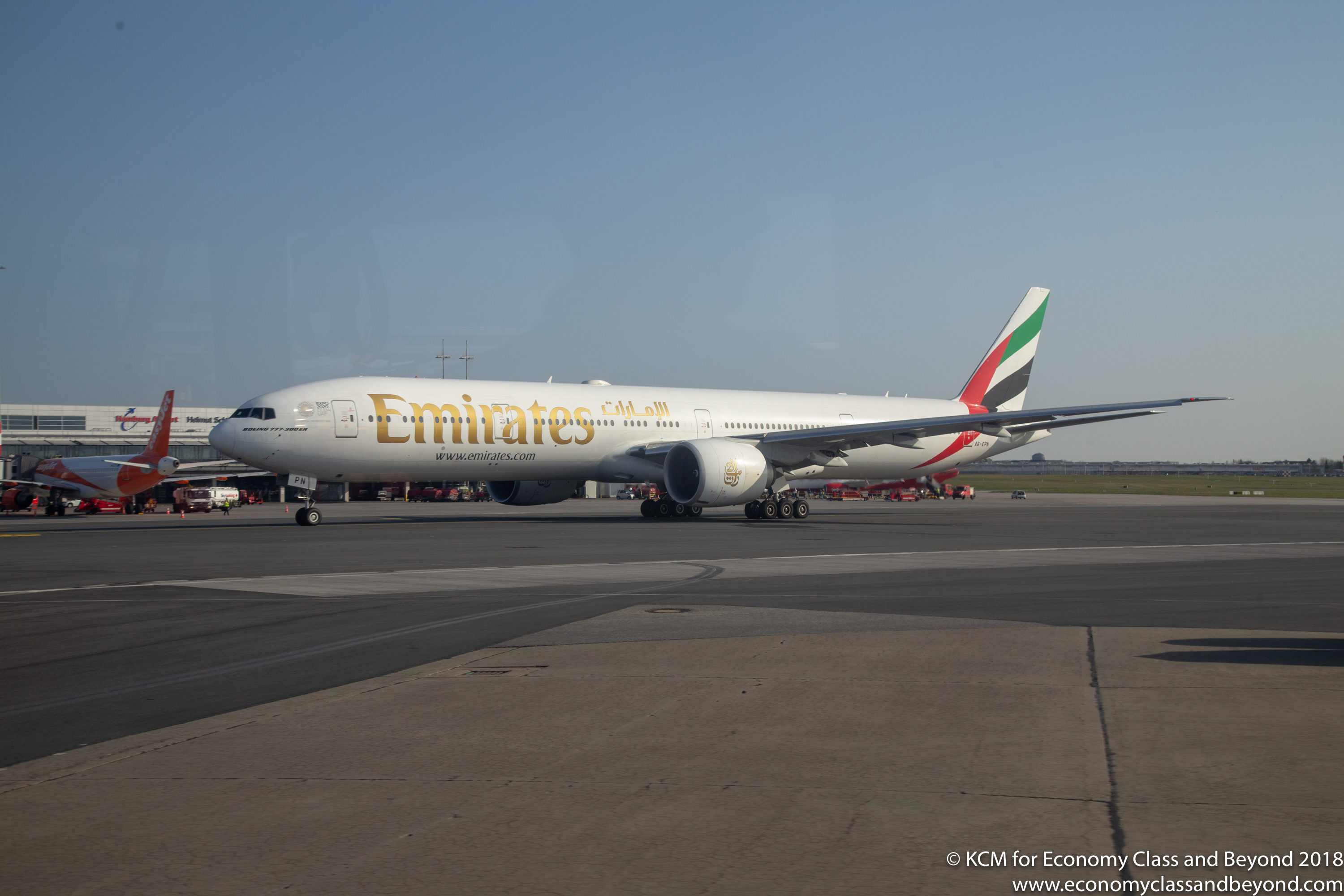 Emirates Boeing 777 300er Taxing At Hamburg Airport Image