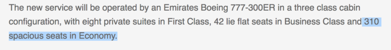 Emirate describe their Boeing 777-300ER's as spacious in economy