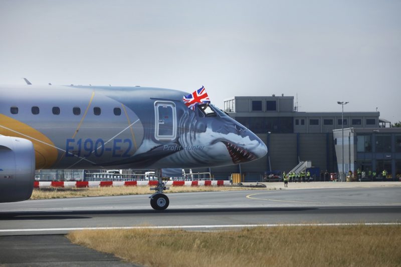 a plane with a shark face on it