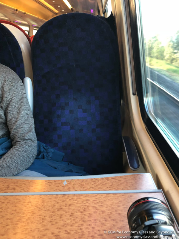 a person sitting in a train seat