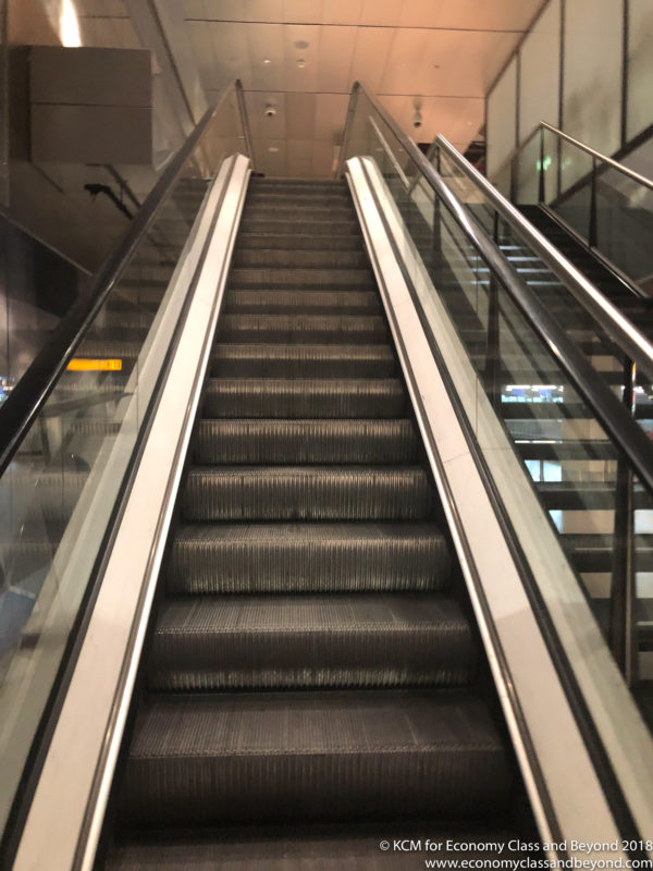 an escalator going up