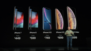The Apple 2018 Phone range - some with eSIM - Image, Apple via their LiveStream