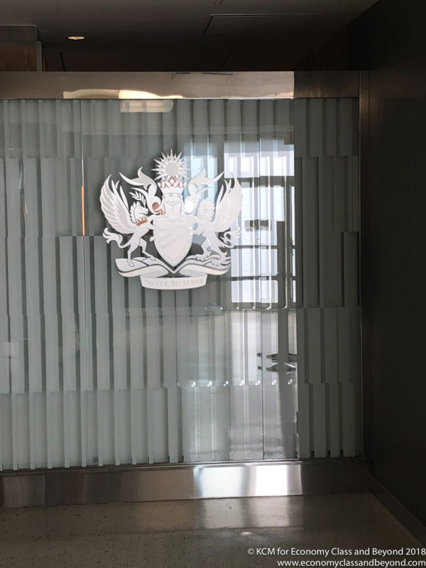 a glass door with a logo on it