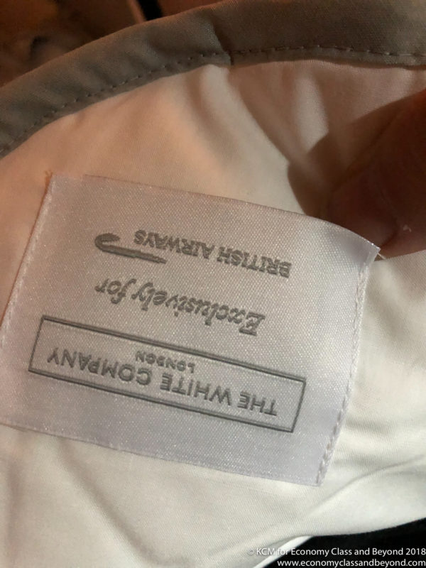 a white label on a white fabric