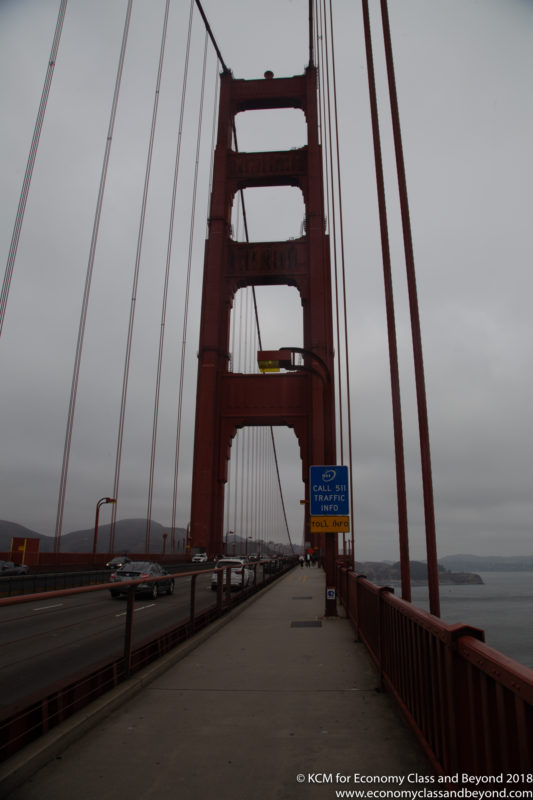 Golden Gate Bridge with cars on it