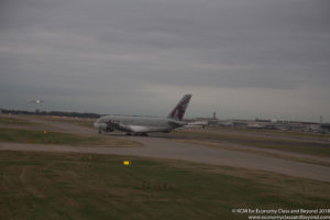 Qatar Airwaya Airbus A380 taxing at Heathrow Airport - Image, Economy Class and Beyond