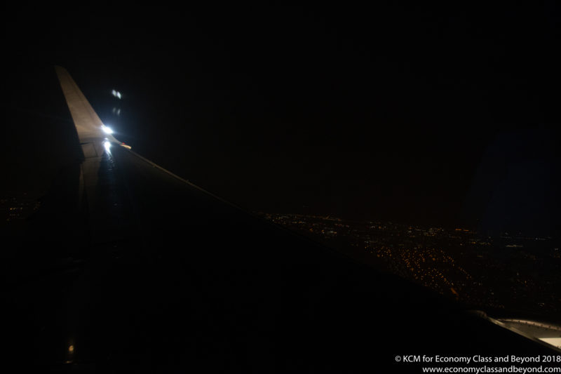 a light on the wing of an airplane