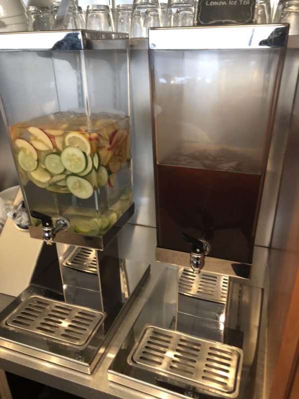 a water dispenser with fruit and vegetables