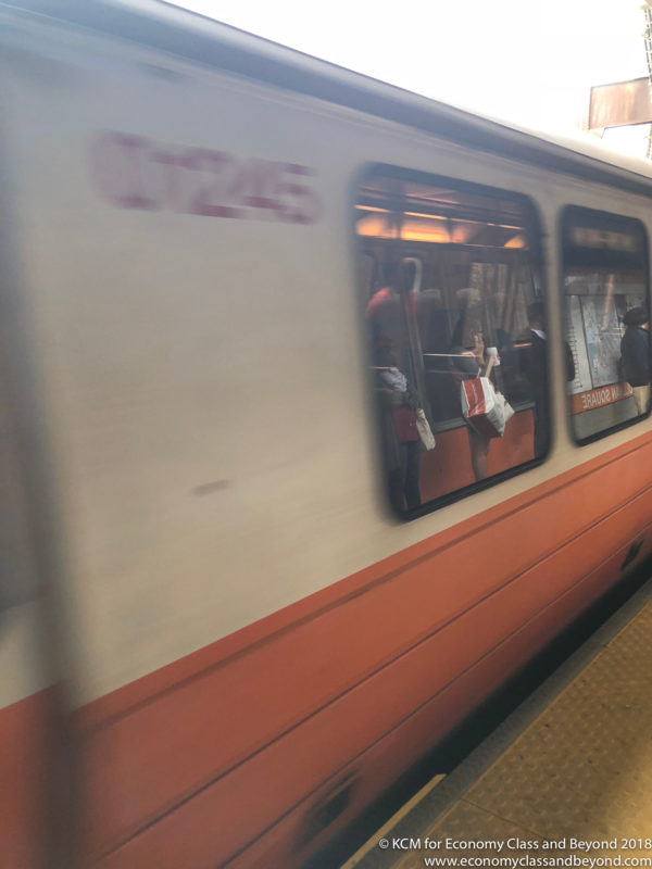 a train with people on the windows