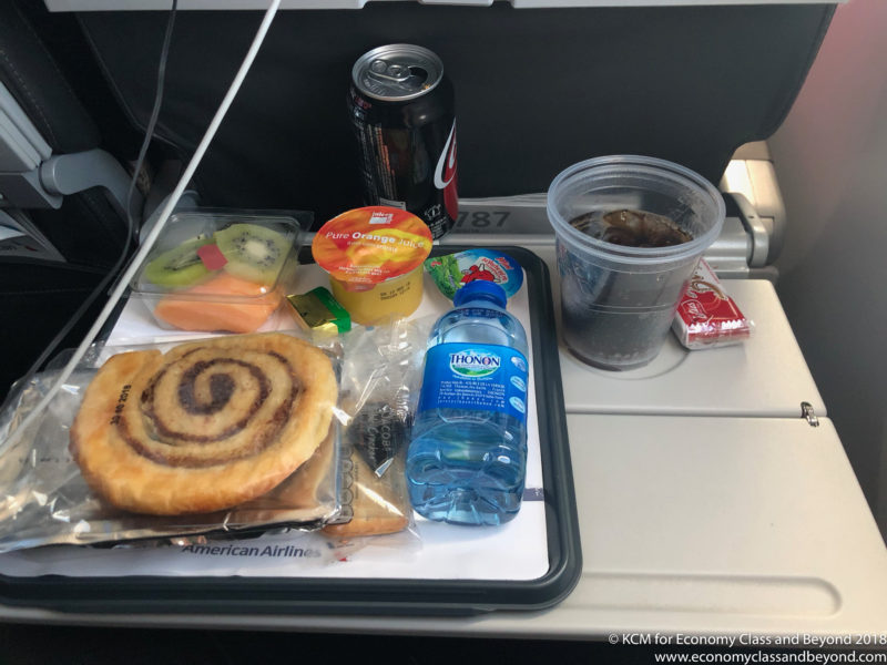 food and drinks on a tray