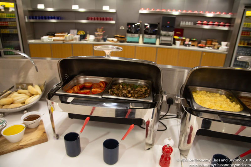 food in a buffet with a counter