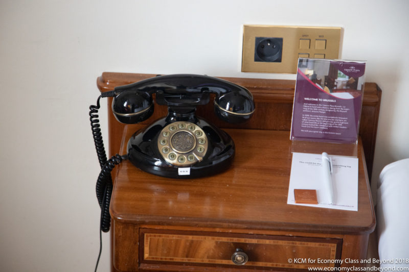 a telephone on a desk