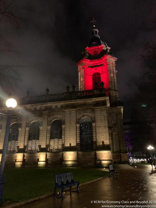 a building with a red light