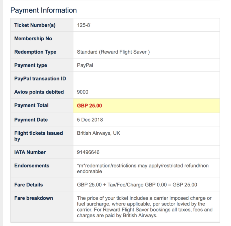 a screenshot of a payment information