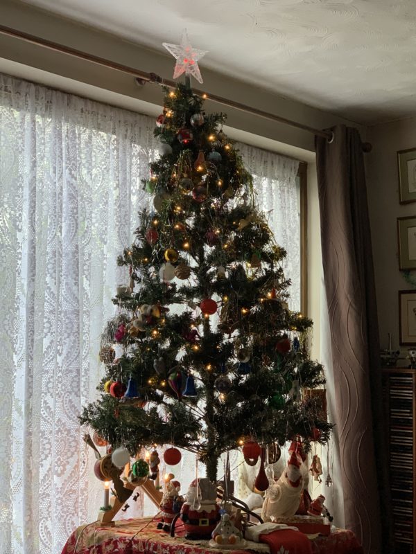 a christmas tree with ornaments