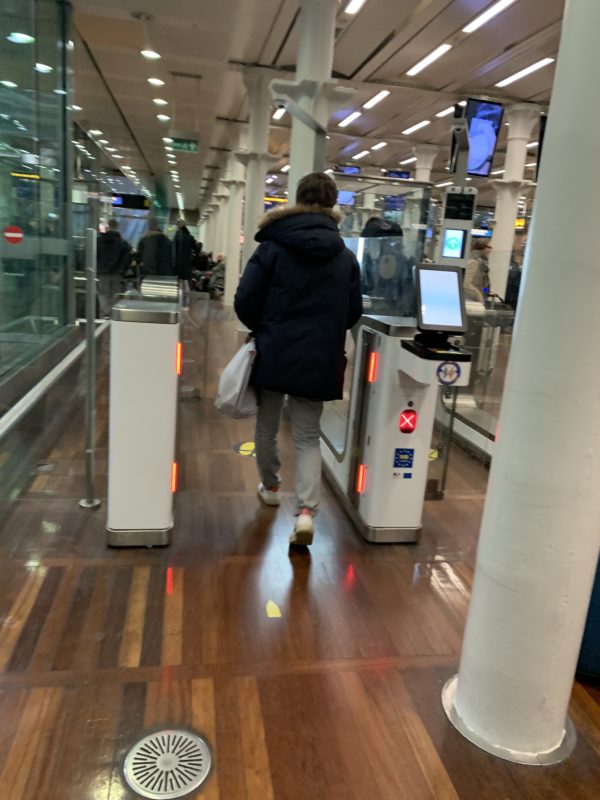 a person walking through an airport
