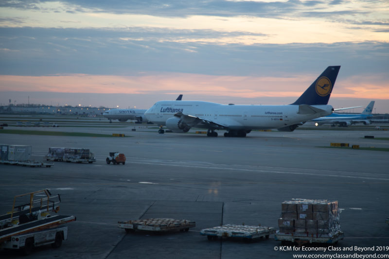 Lufthansa Boeing 747-8i taxing out of Chicago O'Hare - Image, Economy Class and Beyond.
