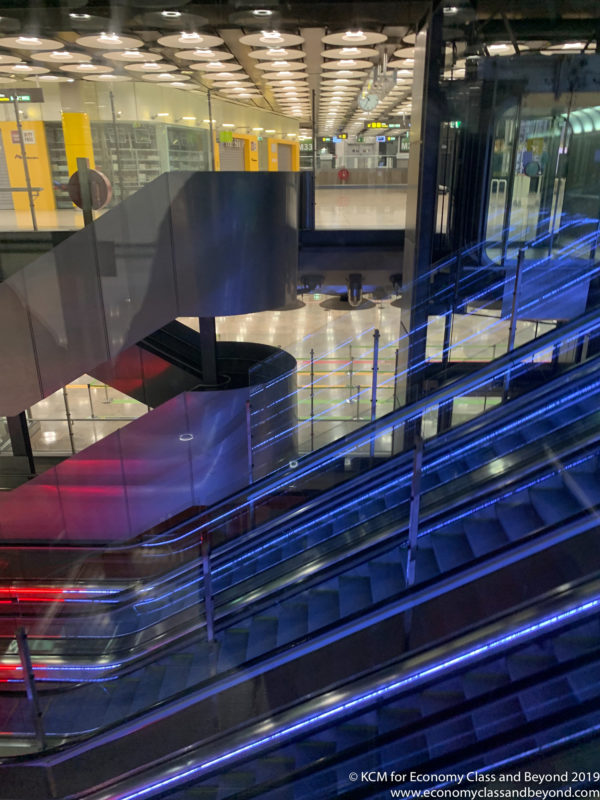 a escalators in a building