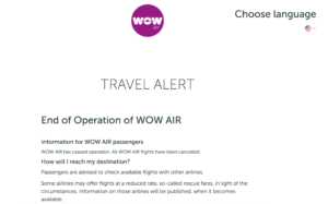 a screenshot of a travel alert