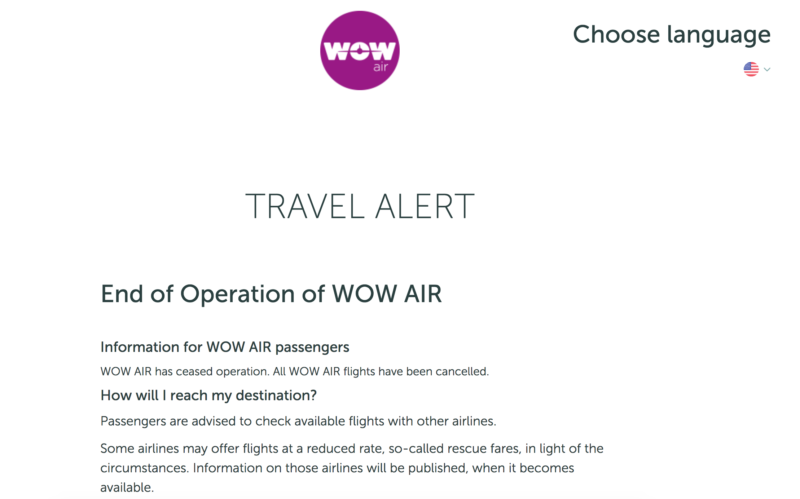 WOW AIR Suspends operations