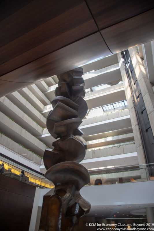 a sculpture in a building
