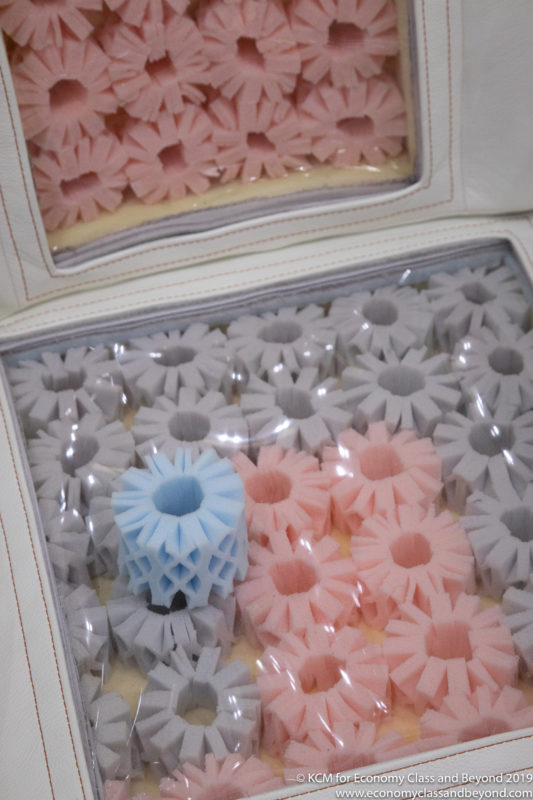 a bag with foamy flowers inside