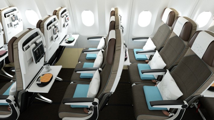 a plane with many seats