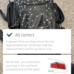 a black backpack with lines drawn on it