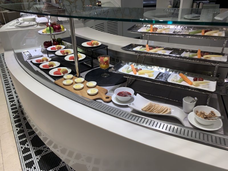 a buffet with food on plates