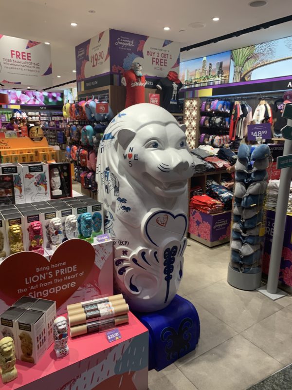 a statue of a lion in a store