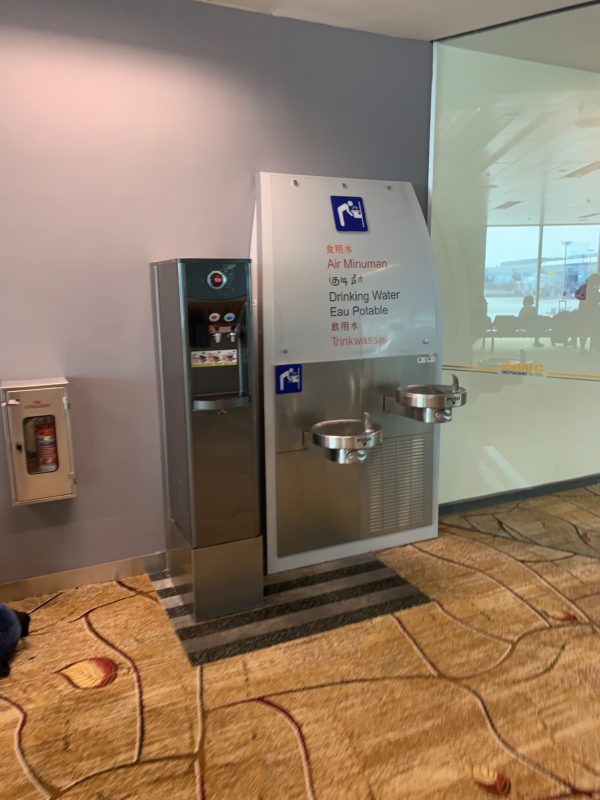 a water dispenser in a room