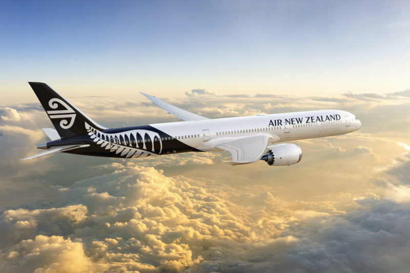Air New Zealand Boeing 787-10 in the evening sky - Rendering, The Boeing Company
