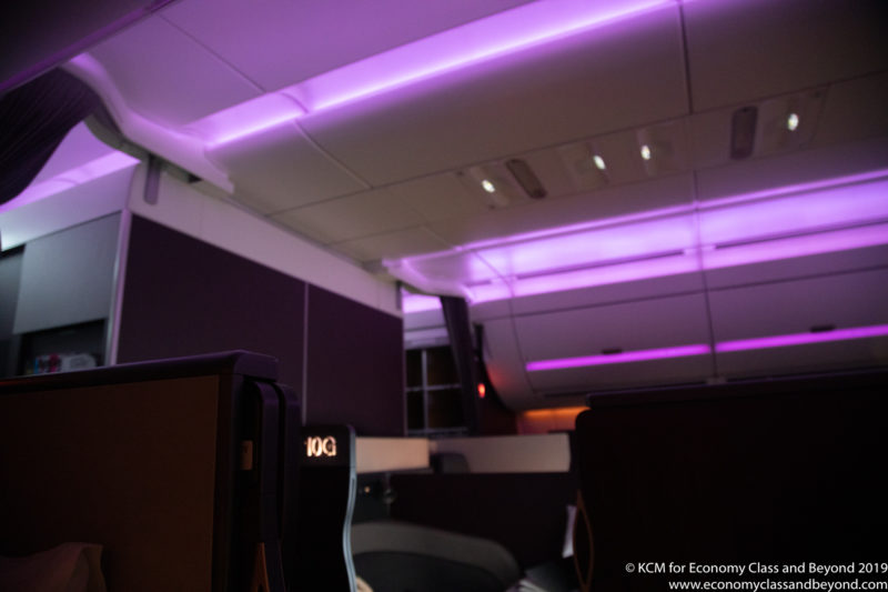 a purple light in a room
