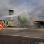 a fire extinguishing a plane