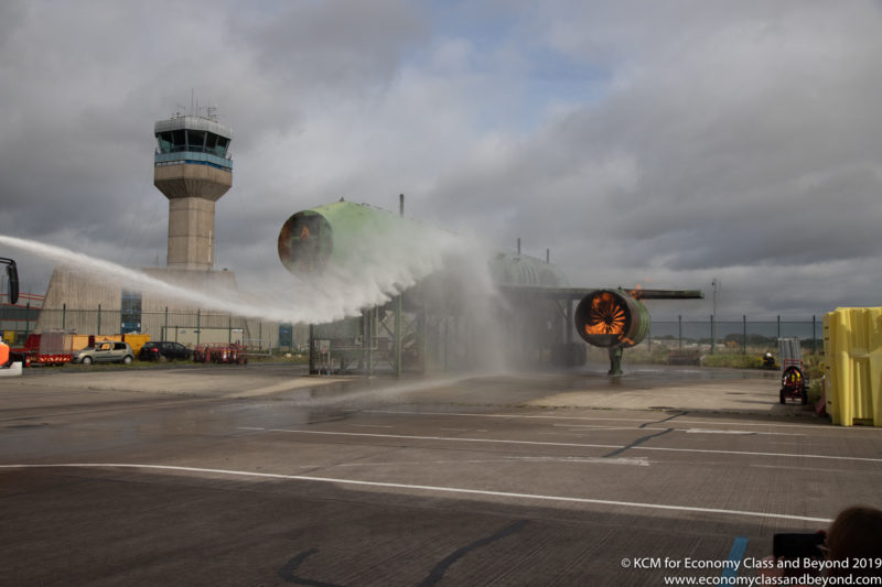 a jet engine spraying water
