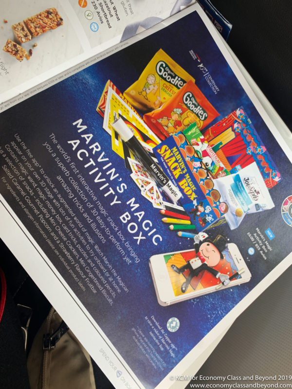 a magazine with a picture of a variety of snacks