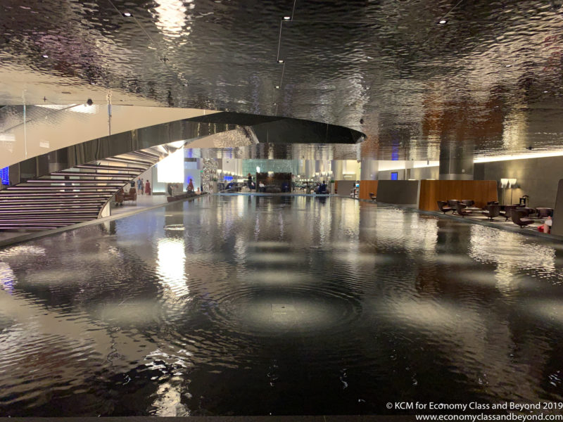 a large pool of water in a building