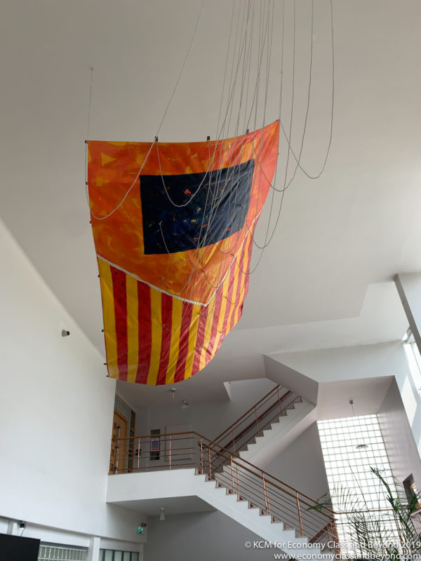 a flag from the ceiling